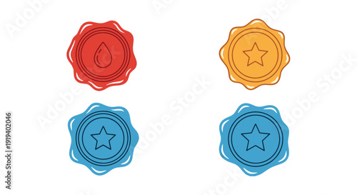 Wax Seal Line art abstract digital color vector