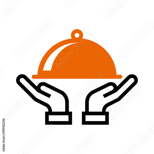 Two hands holding an orange serving dish cover with knob