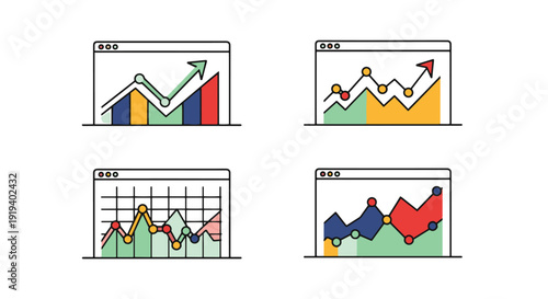 Website Traffic Char colorful design illustration