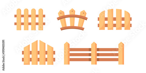 Wooden Fence Illustration Vector Set