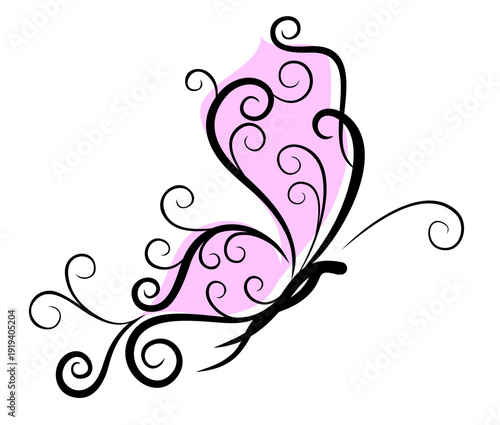 Symbol of stylized red butterfly.