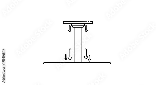 Structural load transfer diagram illustrating compressive force application on a vertical support column between two horizontal ceiling and floor elements