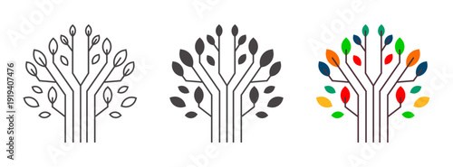 Digital Tech Tree Logo  Organic Circuit Network Concept