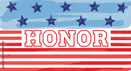 Patriotic honor symbol with American flag design, stars and stripes, isolated on transparent background