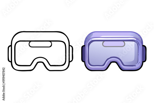VR Goggles Icon - Virtual Reality Headset and Metaverse Gaming 3D and Outline Vector
