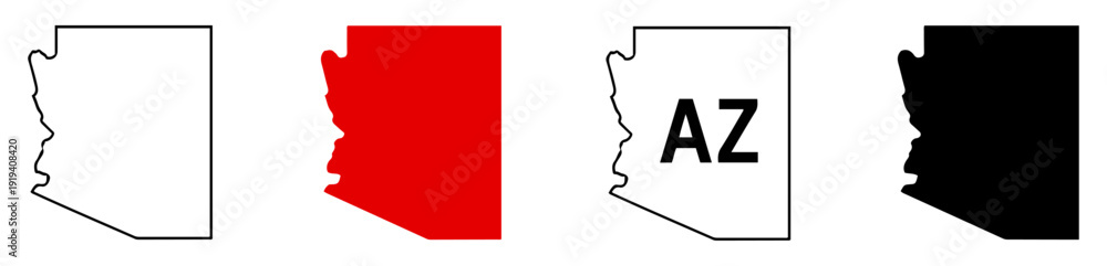 Fotografie arizona state silhouette map icon set
