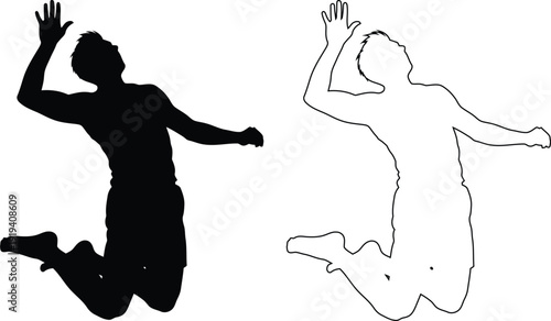 Two silhouettes demonstrating contrasting dynamic jumping poses against plain background