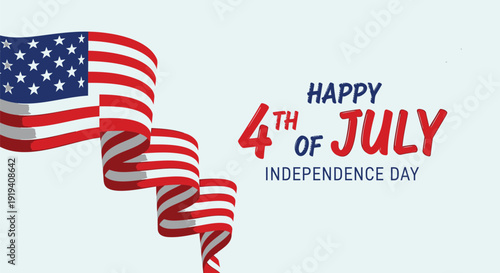 American patriotic icon set, includes Independence Day, 4th of July, USA flag, holiday, celebration. Created in colorful style with red, white, and blue palette.