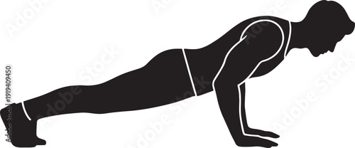 Man doing push up exercise silhouette illustration for fitness and workout concepts