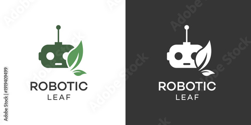 Robotic Leaf Logo Design  Modern Technology Nature Concept