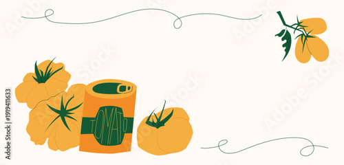 Yellow Tomato Banner with Copy Space