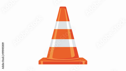 Orange safety cone with white reflective stripes indicates caution, crucial for traffic management. Bright safety cone guides movement around construction zones, enhancing safety on roads.