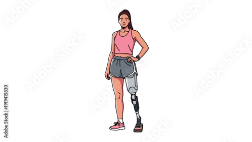 Young Woman with Prosthetic Leg Standing Confidently.