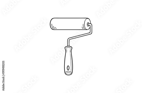 Paint roller hand drawn vector stock illustration. 