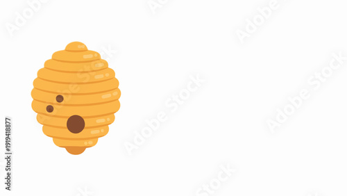 Cheerful beehive illustration, a golden home for sweet honey bees. This delightful beehive illustration presents a classic rounded shape, perfect educational content, children's books.