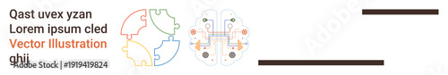 Artificial intelligence, cognitive science, neural networks, education, innovation, technology interface. A digital schematic of a brain divided into sections with circuits. Artificial intelligence