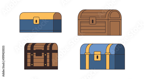 Wooden Chest Line minimal abstract clean illustration