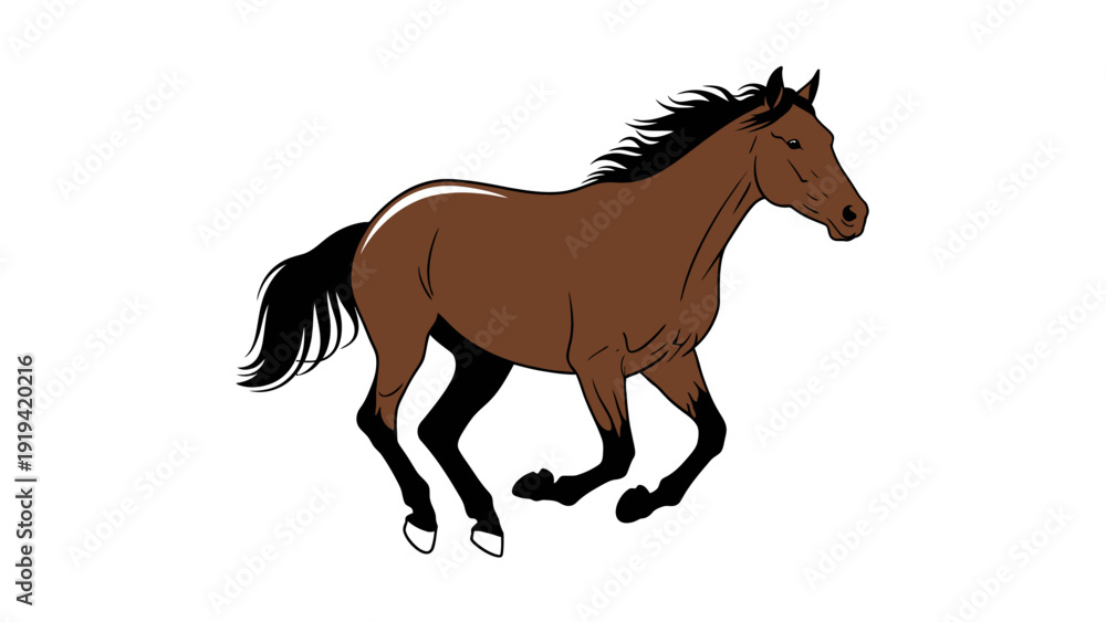 Obraz premium Brown Horse Galloping Freely in Motion