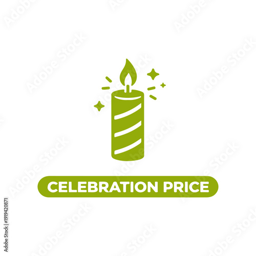 CELEBRATION PRICE word minimal flat badge vector icon
single color, isolated on white background
