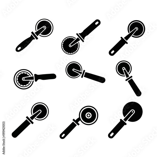 Collection of Pizza Cutters: Various Designs and Angles