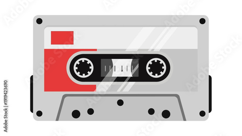 Retro Cassette Tape Icon: Vintage Audio Music Media Storage