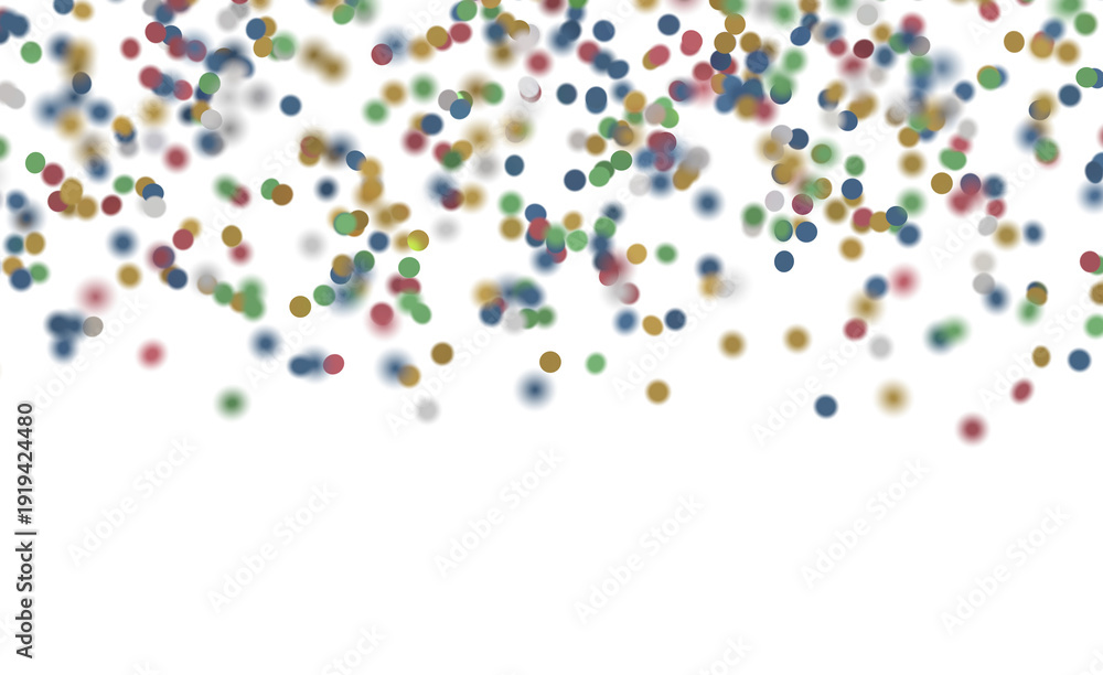 Fototapeta premium Abstract background of colorful confetti in various shades falling over a white background. Festive and celebratory conc