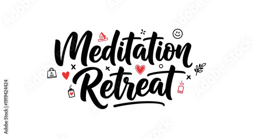 Meditation retreat calming text design