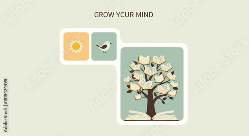 Education and growth mind vector icon set. Includes learning, development, motivation, and knowledge symbols. Created in flat style with pastel color palette.