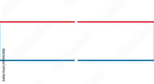 Vector graphic of intersecting red and blue lines with white gaps, isolated on transparent background