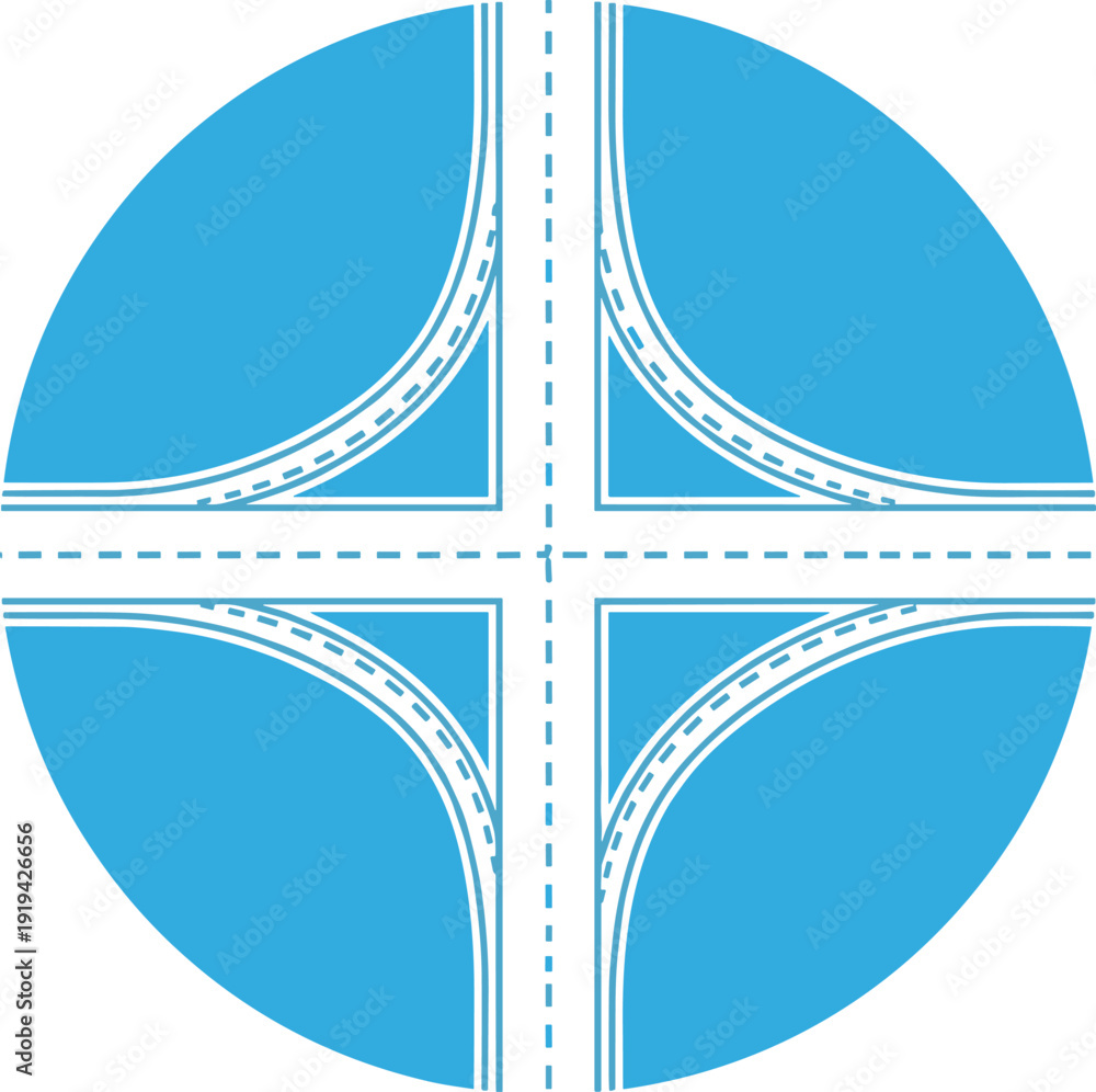 Photography Road junction icon representing transportation network with four way intersectio