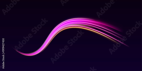 Orange and pink neon ribbons twist and curve across a PNG layer. Glowing highlights follow motion paths. Perfect overlay for futuristic and cyberpunk visuals.