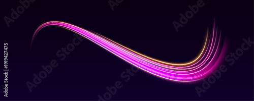 Pink neon waves ripple across a PNG background. Motion blur conveys fast-paced energy. Perfect overlay for futuristic, cyberpunk, or digital artwork.
