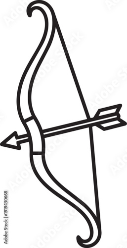 Archery Icon: A sleek, minimalist illustration showcases the grace of archery, featuring a drawn bow and an arrow poised mid-flight, a symbol of precision and focus.