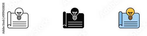 Project planning icon vector. Creative blueprint symbol for architectural design and strategy. Vector Illustration.