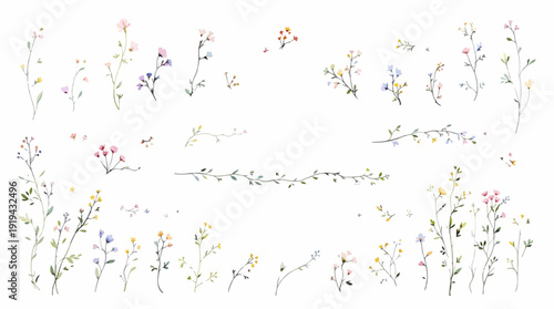 Romantic countryside floral illustration with gentle pastel hues