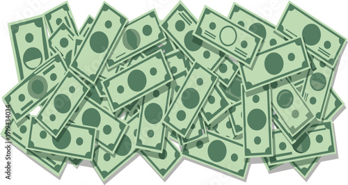 Scattered Dollar Banknotes Vector Background with Flying Cash Money Pattern for Financial Success, Business Profit, Investment and Wealth Concept Design.