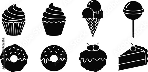 Dessert silhouette icon illustration, sweet treat artwork, bakery design vector, confection composition, pastry symbol, food concept