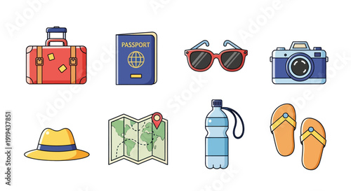 Travel essentials luggage camera and accessories