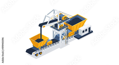 Industrial concrete batching plant machinery equipment for construction site.