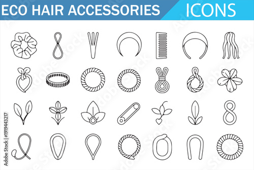 Modern Eco Beauty Hair Tools Vector Icon Set