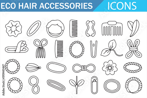 Botanical Inspired Hair Accessories Outline Icons