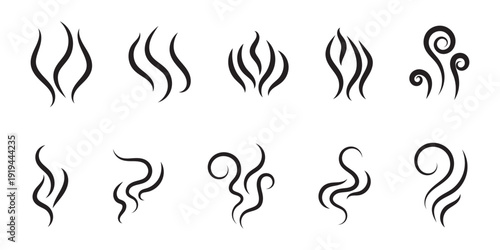 set of aroma icon design smoke sign and symbol