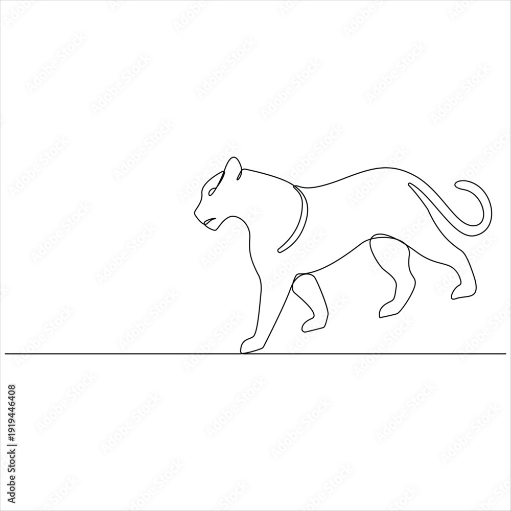 Fototapeta premium Tiger continuous oneline drawing vector illustration