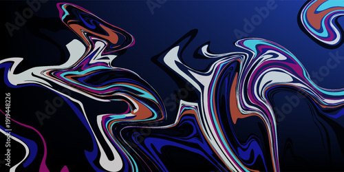 Graphic design abstract layout. Motion, curve line liquid flow on black background. Design for page, website banner, text, typography project, perspective and advertising project.