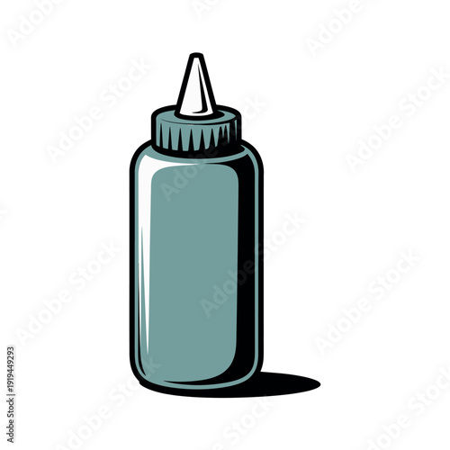 Generic condiment squeeze bottle for food service or home use sits isolated against a clean.