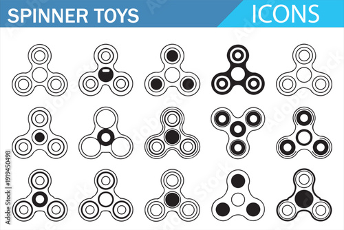 Minimal Hand Spinner Vector Icons – Modern Toy Symbol Collection