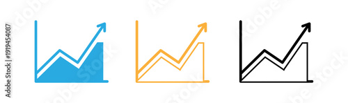 Business graph icon collection. Includes growth, chart, and statistics symbols. Created in line style with colorful palette.