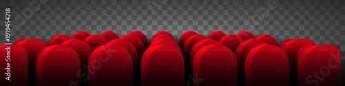 Cinematic View of Multiple Rows of Red Theater or Cinema Seats Perspective Illustration Isolated on Transparent Background for Event Entertainment Concept