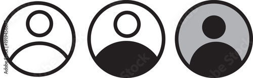 Three simple user profile icons in black and white