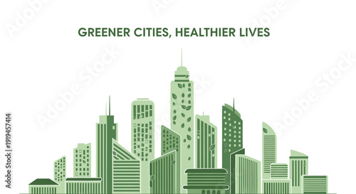 Green city skyline vector illustration